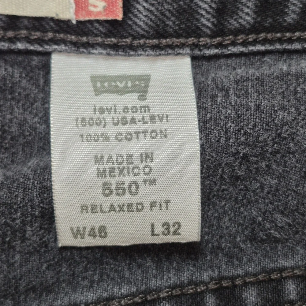 Y2K Levi's 550 Jeans Mens 46x32 Black Relaxed Fit Tapered Leg Denim‎